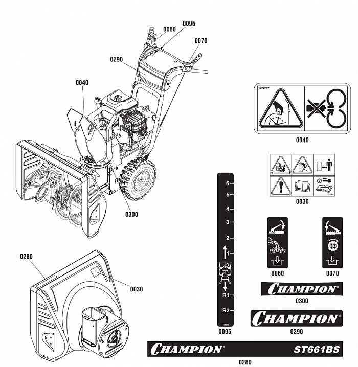 8 НАКЛЕЙКИ | СНЕГОУБОРЩИК CHAMPION ST661BS